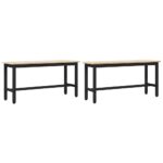 vidaXL Jedálenské lavice 2 pcs Prírodná 100 x 32,5 x 49 cm – Obrázok 2