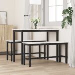 vidaXL Jedálenská lavička Biela 100 x 32,5 x 49 cm – Obrázok 3