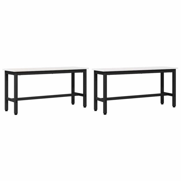 vidaXL Jedálenská lavička 2 pcs Biela 100 x 32,5 x 49 cm – Obrázok 2