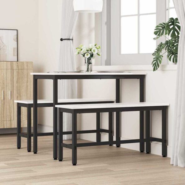 vidaXL Jedálenská lavička 2 pcs Biela 100 x 32,5 x 49 cm – Obrázok 3