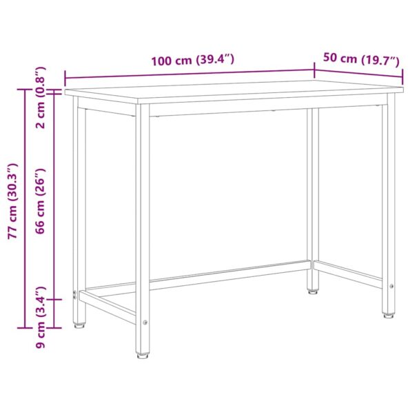 vidaXL stôl Prírodná 100 x 50 x 77 cm Inžinierske drevo a oceľ – Obrázok 10