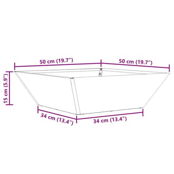 vidaXL Kovový kvetináč Olivový Kov 50 x 50 x 15 cm Štvorcový Moderný – Obrázok 13