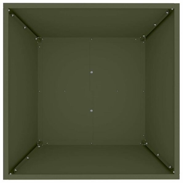 vidaXL Kovový kvetináč Olivový Kov 50 x 50 x 15 cm Štvorcový Moderný – Obrázok 9