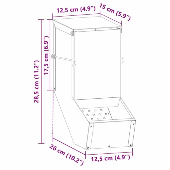 vidaXL Kŕmidlo pre králiky Čierna 12,5 x 26 x 28,5 cm – Obrázok 13