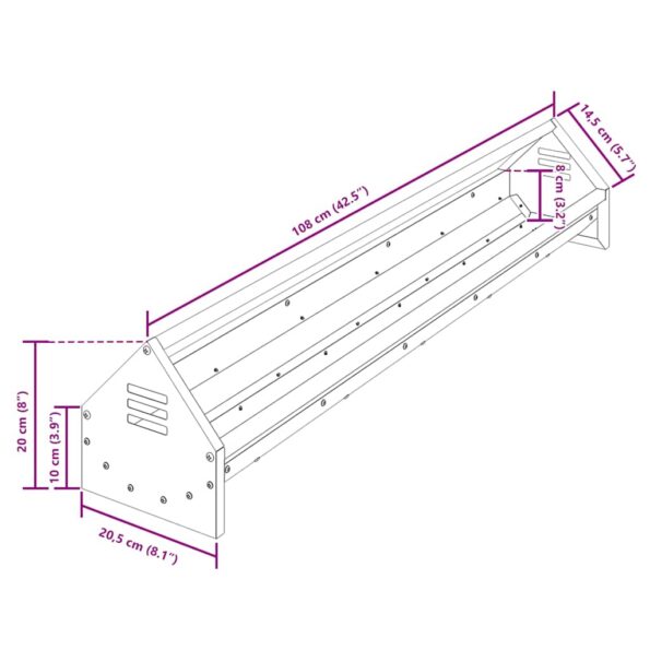 vidaXL Krmná žľab pre slede Strieborná 108 x 20,5 x 20 cm – Obrázok 10