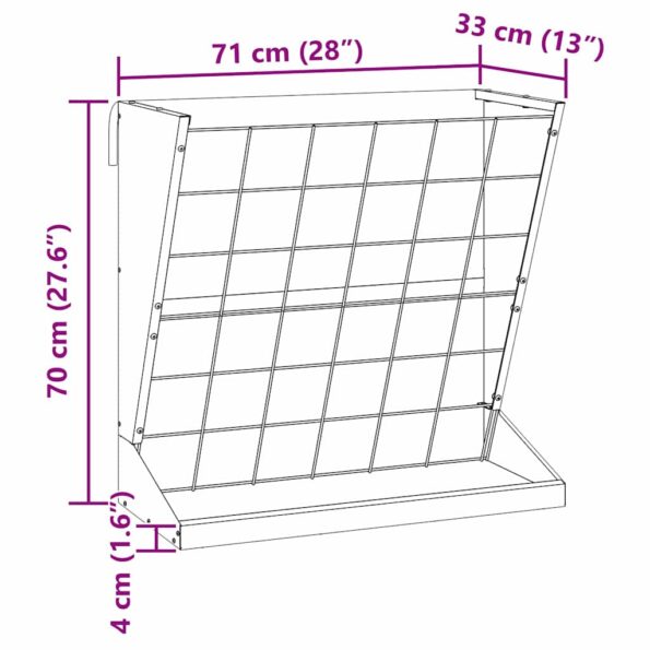 vidaXL Feeder na seno Čierna 71 x 33 x 70 cm Studenokoľajná oceľ – Obrázok 13