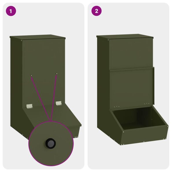 vidaXL Feeder pre prasatá Olivová zelená 55 x 38 x 76 cm – Obrázok 9