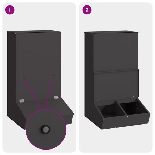 vidaXL Feeder pre prasatá Čierna 55 x 51 x 91.5 cm Studenokoľajná oceľ – Obrázok 9