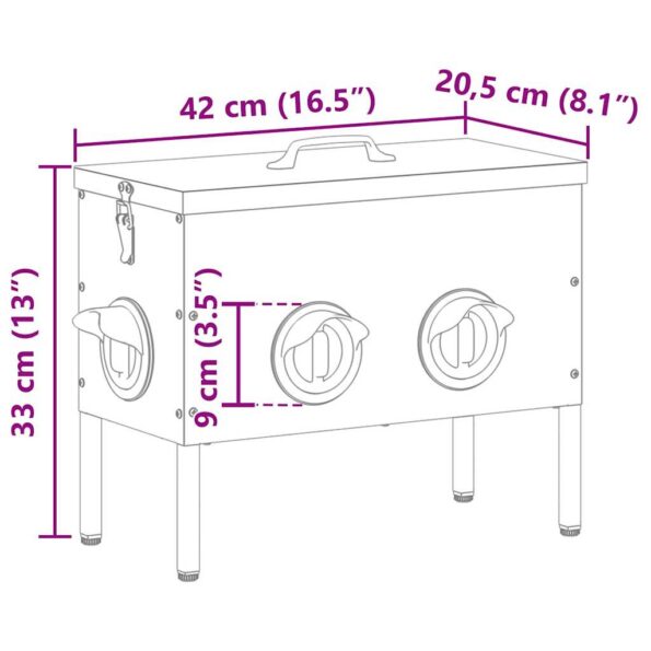 vidaXL Kŕmidlo pre kurčatá Strieborná 41,5 x 20,5 x 33 cm – Obrázok 12