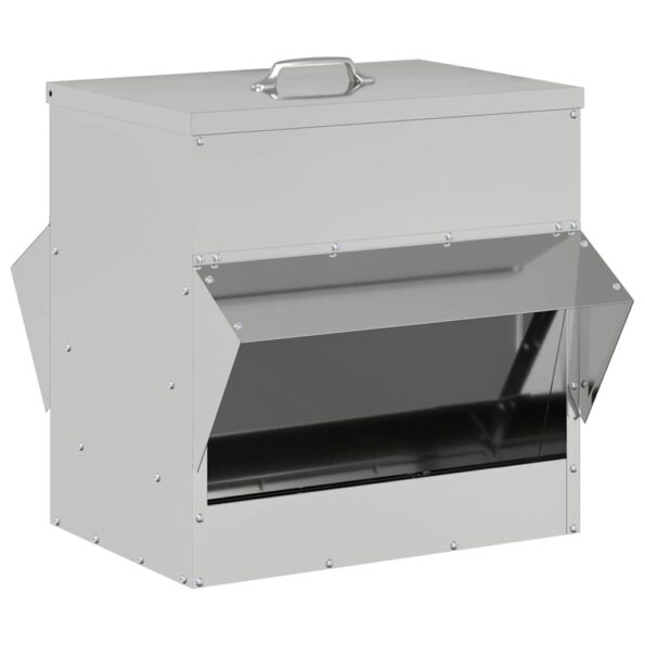 vidaXL Kŕmidlo pre kurčatá Strieborná 40,5 x 45 x 41 cm – Obrázok 2