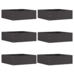 vidaXL Obrubník trávnika 6 pcs Čierna 40 x 40 x 13 cm Oceľ