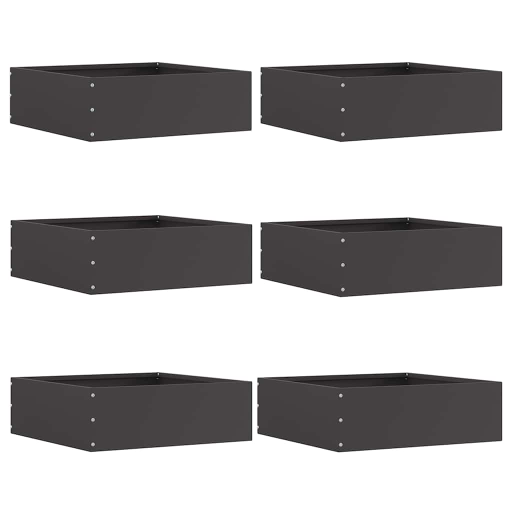 874703_1.jpg vidaXL Obrubník trávnika 6 pcs Čierna 40 x 40 x 13 cm Oceľ – Obrázok 1