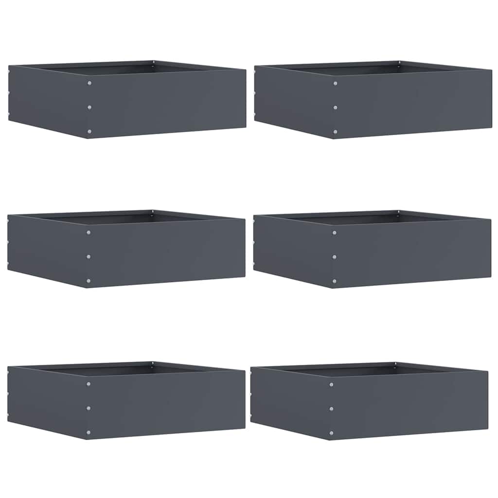 874707_1.jpg vidaXL Obrubník trávnika 6 pcs Antracit 40 x 40 x 13 cm Oceľ – Obrázok 1