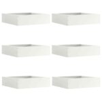 vidaXL Obrubník trávnika 6 pcs Biela 50 x 50 x 13 cm Oceľ