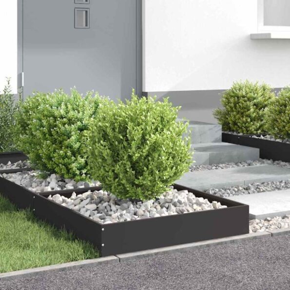 vidaXL Obrubník trávnika Čierna 60 x 60 x 13 cm Oceľ – Obrázok 4