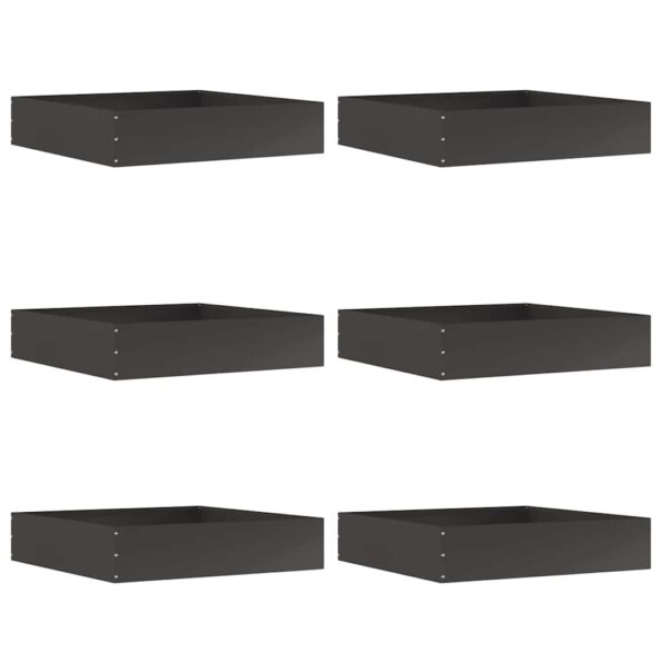 vidaXL Obrubník trávnika 6 pcs Čierna 60 x 60 x 13 cm Oceľ – Obrázok 2