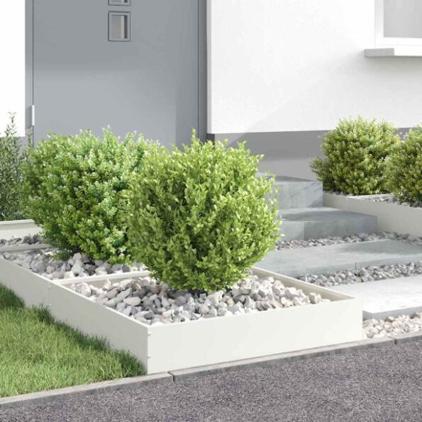vidaXL Obrubník trávnika Biela 60 x 60 x 13 cm Oceľ – Obrázok 4