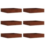 vidaXL Obrubník trávnika 6 pcs Hrdzavý 60 x 60 x 13 cm – Obrázok 4