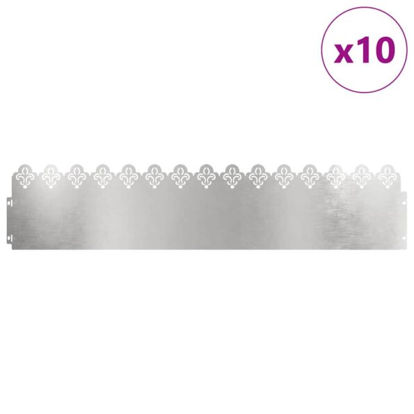 vidaXL Obrubníky trávnika 10 pcs Strieborná 103 x 0,05 x 22 cm – Obrázok 3
