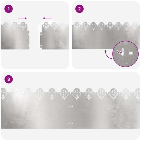 vidaXL Obrubníky trávnika 10 pcs Strieborná 103 x 0,05 x 22 cm – Obrázok 8