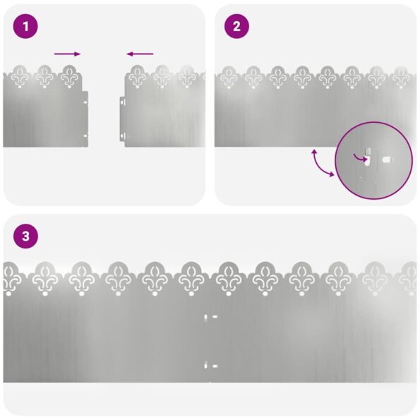 vidaXL Obrubníky trávnika 20 pcs Strieborná 103 x 0,05 x 22 cm – Obrázok 10