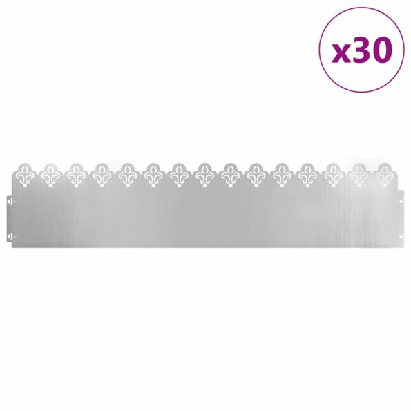 vidaXL Obrubníky trávnika 30 pcs Strieborná 103 x 0,05 x 22 cm – Obrázok 3