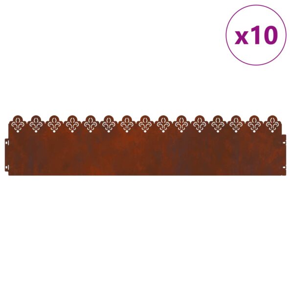 vidaXL Obrubníky trávnika 10 pcs Hrdzavý 103 x 0,05 x 22 cm – Obrázok 3