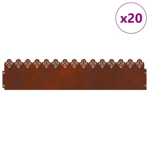 vidaXL Obrubníky trávnika 20 pcs Hrdzavý 103 x 0,05 x 22 cm – Obrázok 3