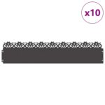 vidaXL Obrubníky trávnika 10 pcs Čierna 103 x 0,05 x 22 cm Oceľ – Obrázok 3