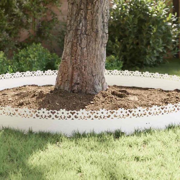 vidaXL Obrubníky trávnika 30 pcs Biela 103 x 0,05 x 22 cm Oceľ – Obrázok 5