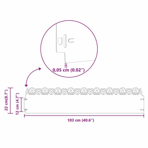 vidaXL Obrubníky trávnika 30 pcs Olivová zelená 103 x 0,05 x 22 cm – Obrázok 11