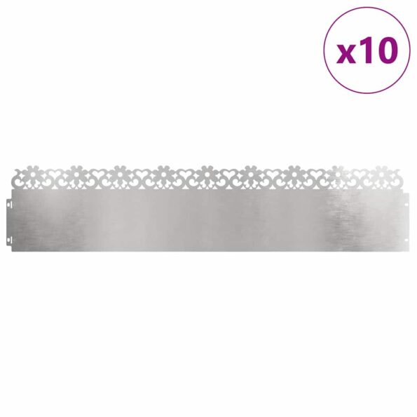 vidaXL Obrubníky trávnika 10 pcs Strieborná 103 x 0,05 x 22 cm – Obrázok 3