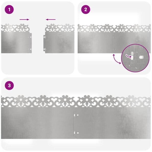 vidaXL Obrubníky trávnika 10 pcs Strieborná 103 x 0,05 x 22 cm – Obrázok 9