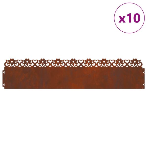 vidaXL Obrubníky trávnika 10 pcs Hrdzavý 103 x 0,05 x 22 cm – Obrázok 3