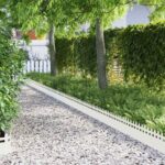 vidaXL Obrubníky trávnika 30 pcs Biela 103 x 0,05 x 22 cm Oceľ
