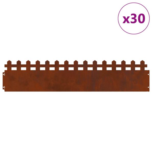 vidaXL Obrubníky trávnika 30 pcs Hrdzavý 103 x 0,05 x 22 cm – Obrázok 3