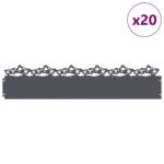 vidaXL Obrubníky trávnika 20 pcs Antracit 103 x 0,05 x 22 cm Oceľ – Obrázok 3