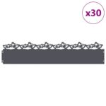 vidaXL Obrubníky trávnika 30 pcs Antracit 103 x 0,05 x 22 cm Oceľ – Obrázok 3