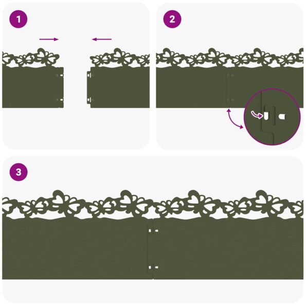 vidaXL Obrubníky trávnika 30 pcs Olivová zelená 103 x 0,05 x 22 cm – Obrázok 9