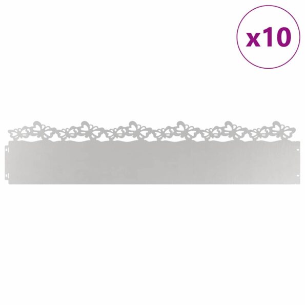 vidaXL Obrubníky trávnika 10 pcs Strieborná 103 x 0,05 x 22 cm – Obrázok 3
