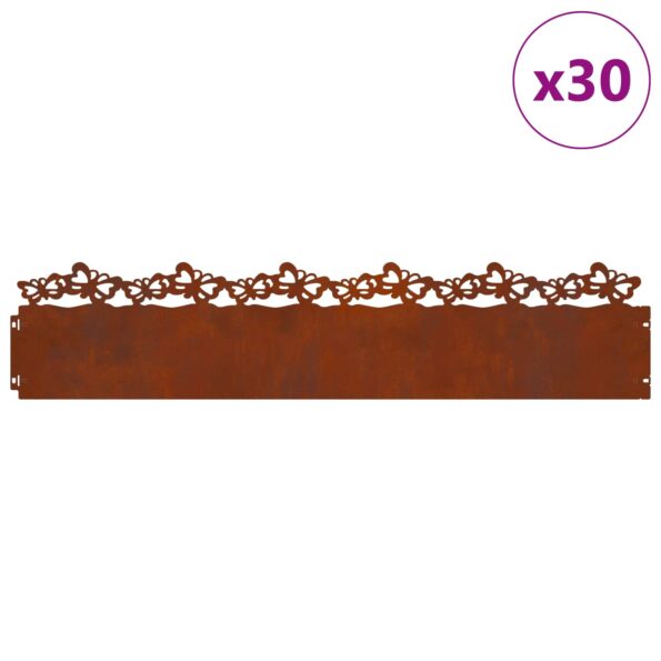 vidaXL Obrubníky trávnika 30 pcs Hrdzavý 103 x 0,05 x 22 cm – Obrázok 3