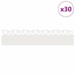 vidaXL Obrubníky trávnika 30 pcs Biela 103 x 0,05 x 22 cm Oceľ – Obrázok 3