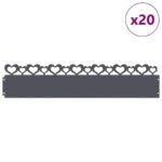 vidaXL Obrubníky trávnika 20 pcs Antracit 103 x 0,05 x 22 cm Oceľ – Obrázok 3