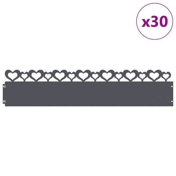 vidaXL Obrubníky trávnika 30 pcs Antracit 103 x 0,05 x 22 cm Oceľ – Obrázok 3