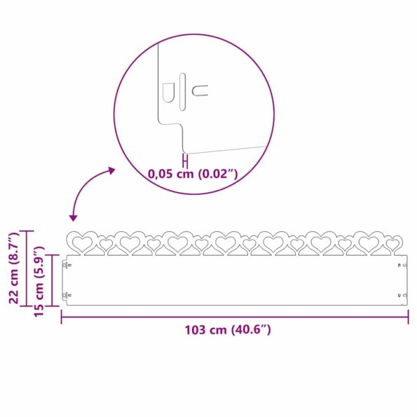 vidaXL Obrubníky trávnika 10 pcs Strieborná 103 x 0,05 x 22 cm – Obrázok 11