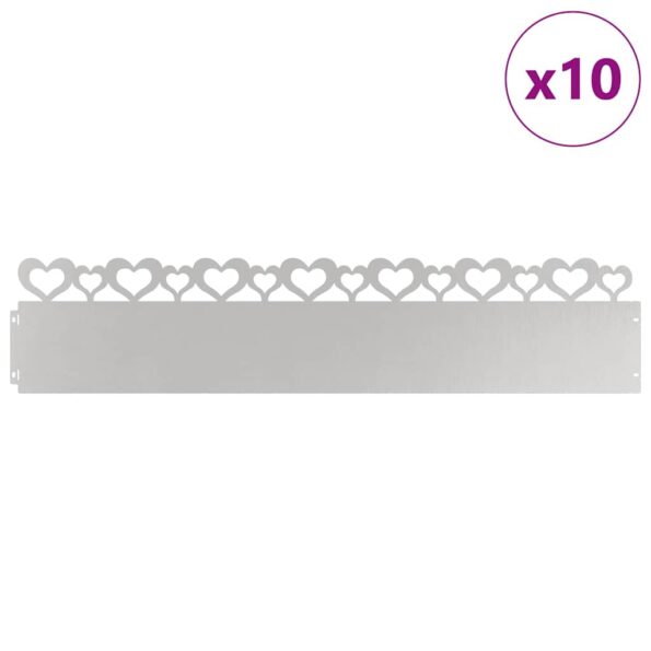 vidaXL Obrubníky trávnika 10 pcs Strieborná 103 x 0,05 x 22 cm – Obrázok 3