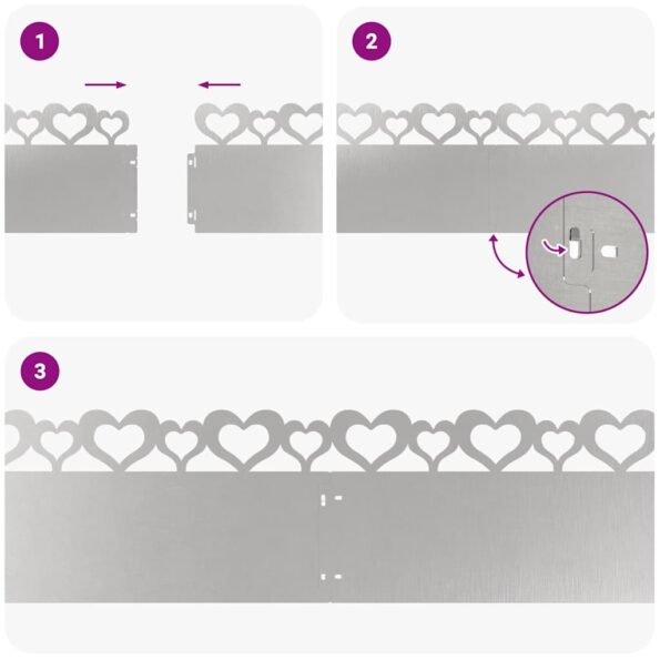 vidaXL Obrubníky trávnika 10 pcs Strieborná 103 x 0,05 x 22 cm – Obrázok 9