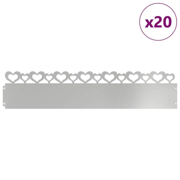 vidaXL Obrubníky trávnika 20 pcs Strieborná 103 x 0,05 x 22 cm – Obrázok 3