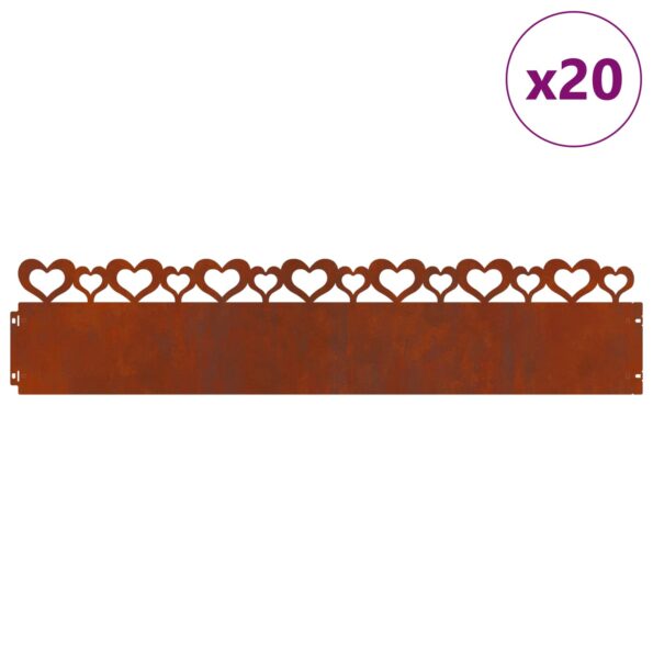 vidaXL Obrubníky trávnika 20 pcs Hrdzavý 103 x 0,05 x 22 cm – Obrázok 3