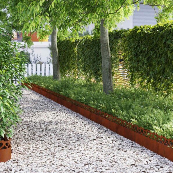 vidaXL Obrubníky trávnika 30 pcs Hrdzavý 103 x 0,05 x 22 cm – Obrázok 3